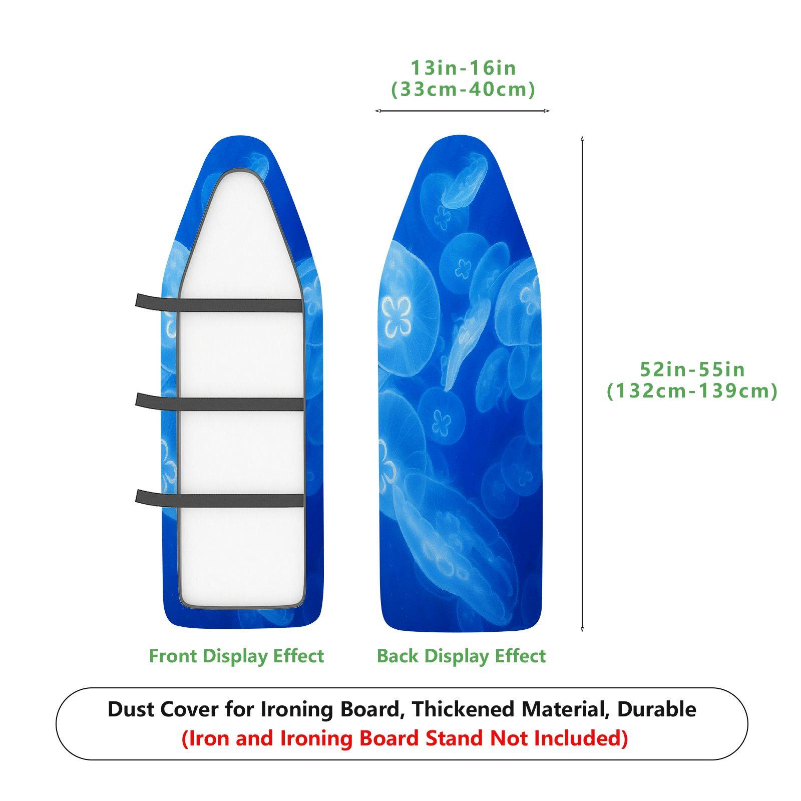 1-Piece Ocean Blue Jellyfish Floral  Ironing Board Cover, Universal Size, Without Board