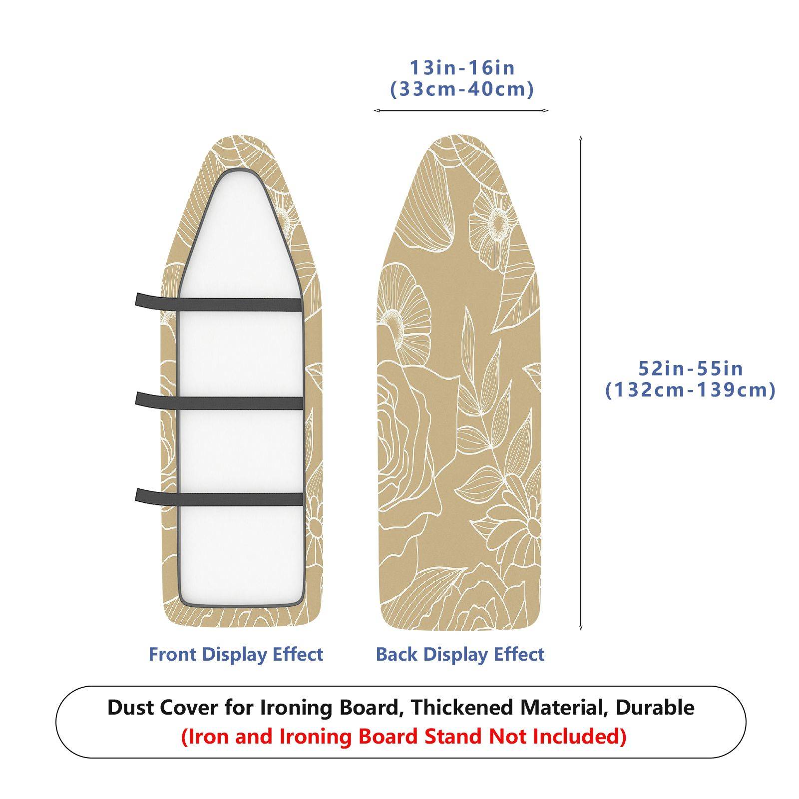 1-Piece Floral Beige Modern  Ironing Board Cover, Universal Size, Without Board
