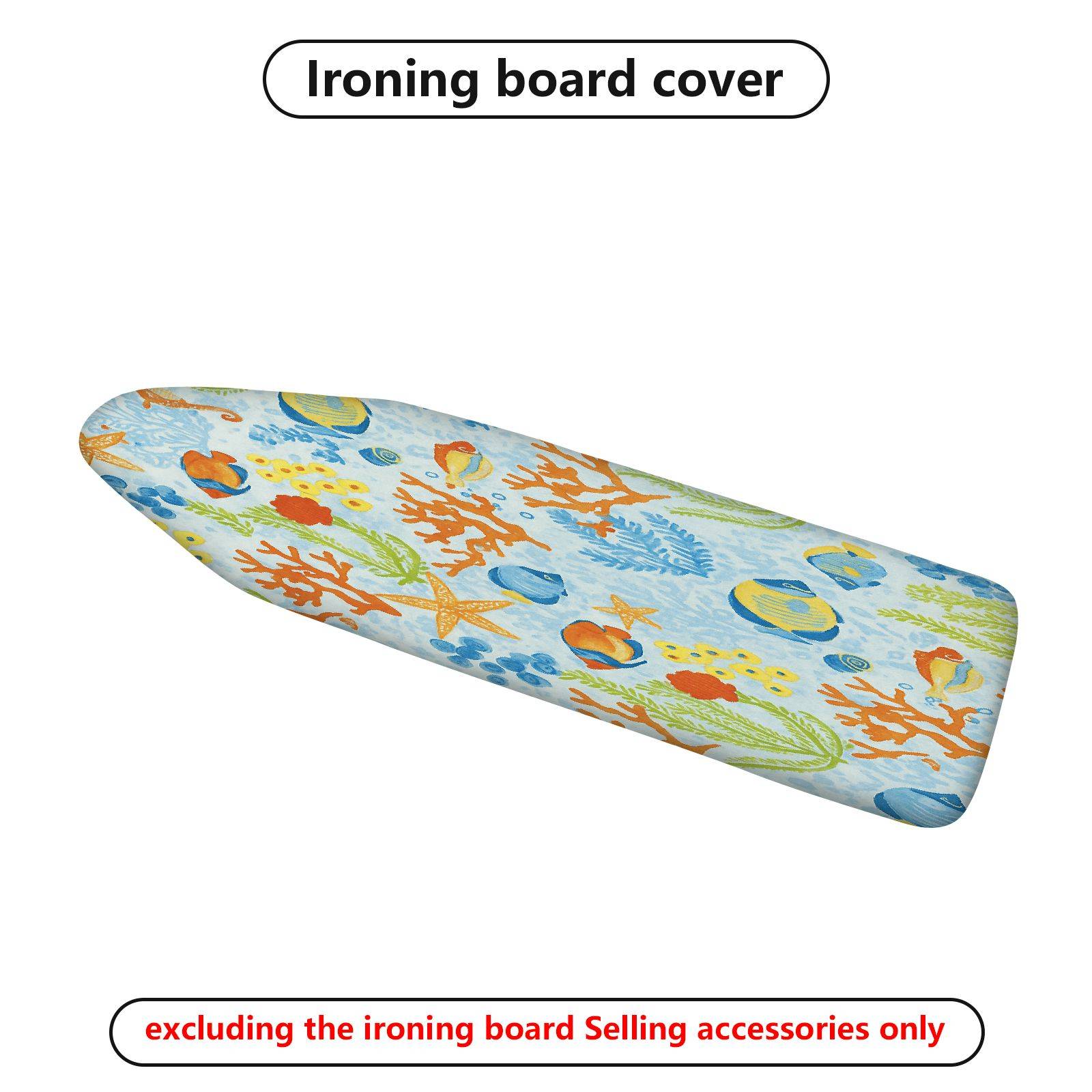1-Piece Ocean Coral Fish  Ironing Board Cover, Universal Size, Without Board