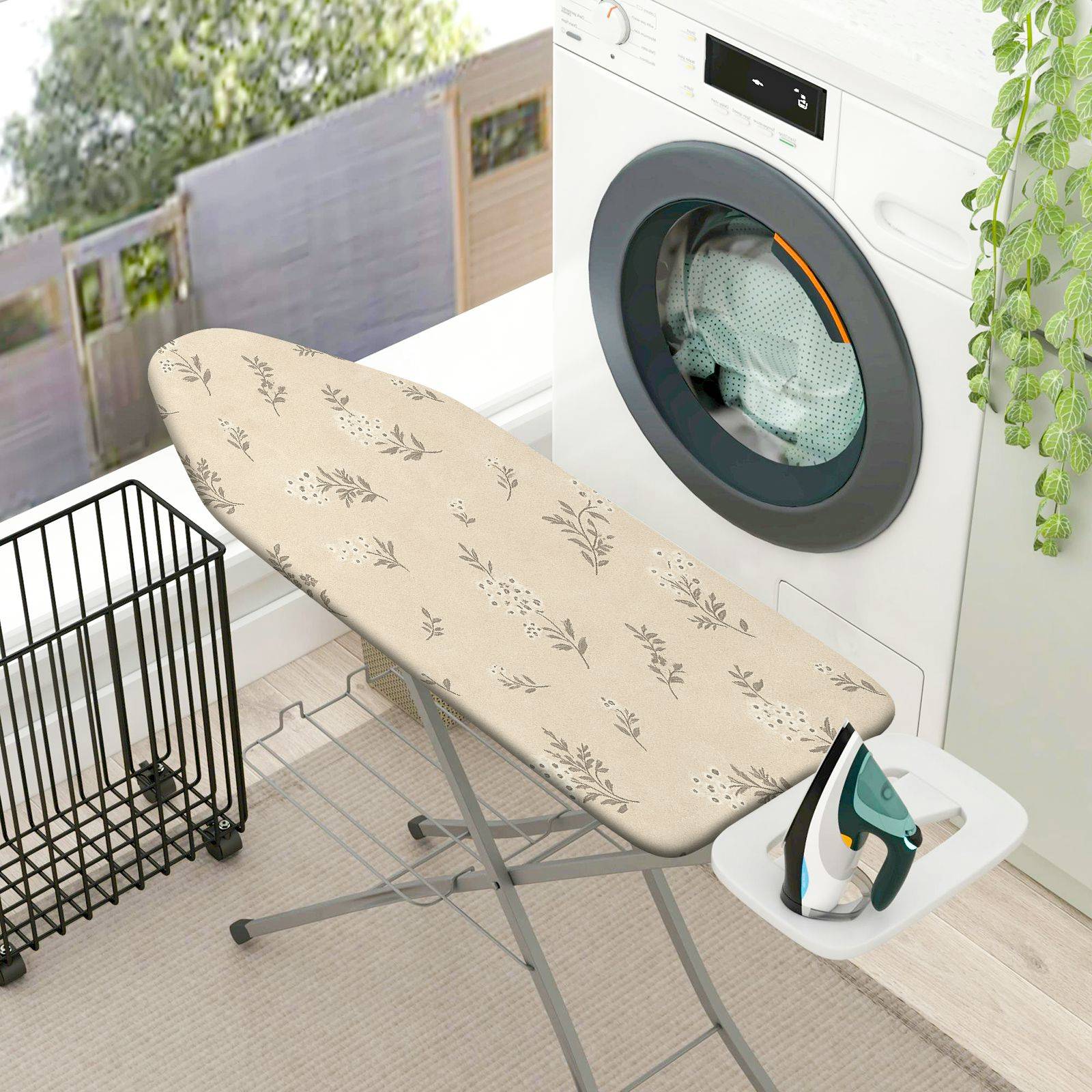 1-Piece Floral Beige Pattern  Ironing Board Cover, Universal Size, Without Board