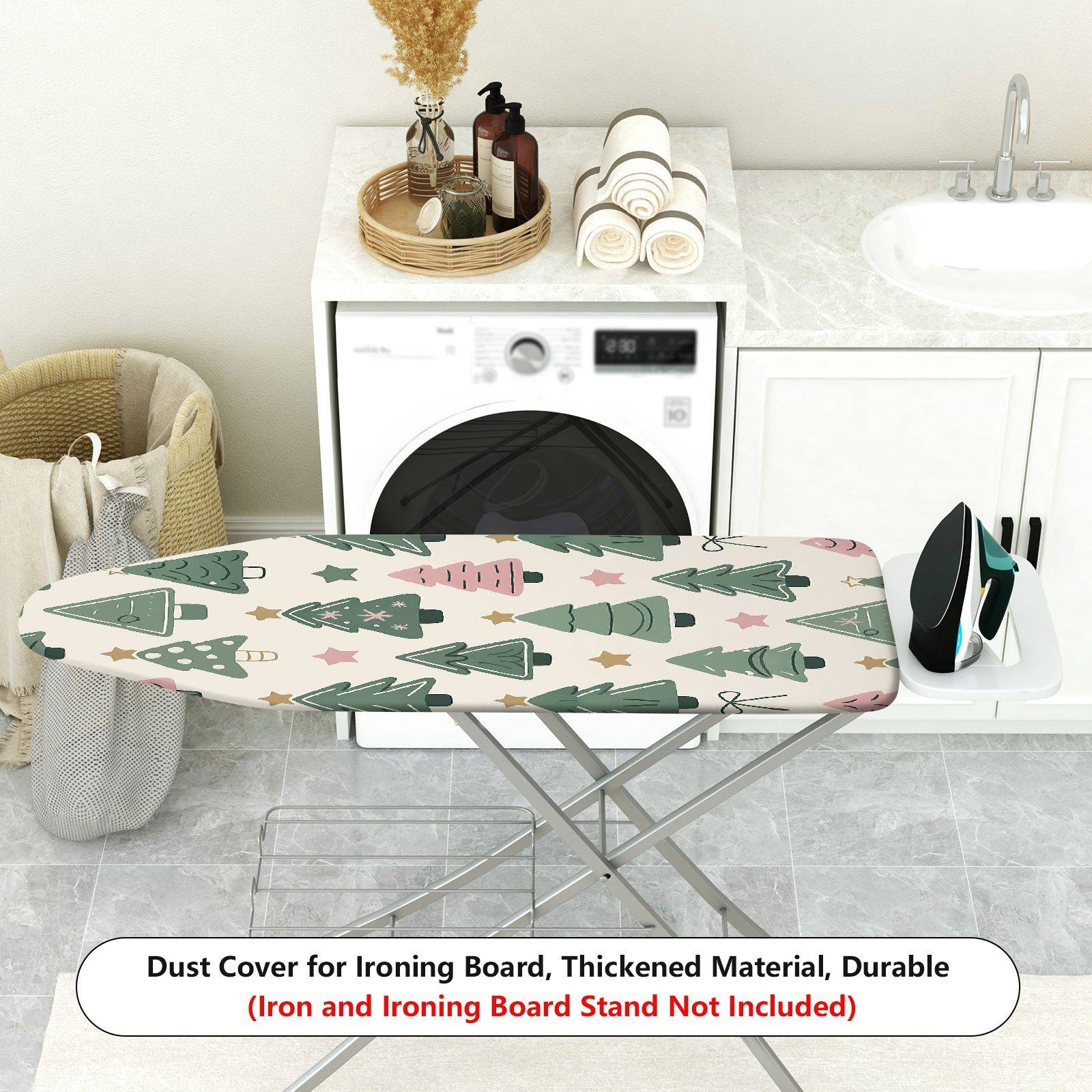 1-Piece Christmas Tree Star Bow  Ironing Board Cover, Universal Size, Without Board