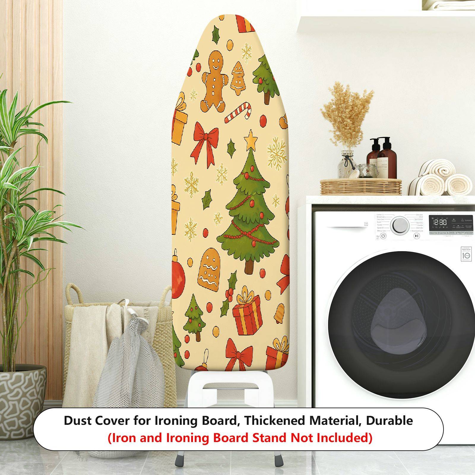 1-Piece Christmas Gingerbread Tree  Ironing Board Cover, Universal Size, Without Board