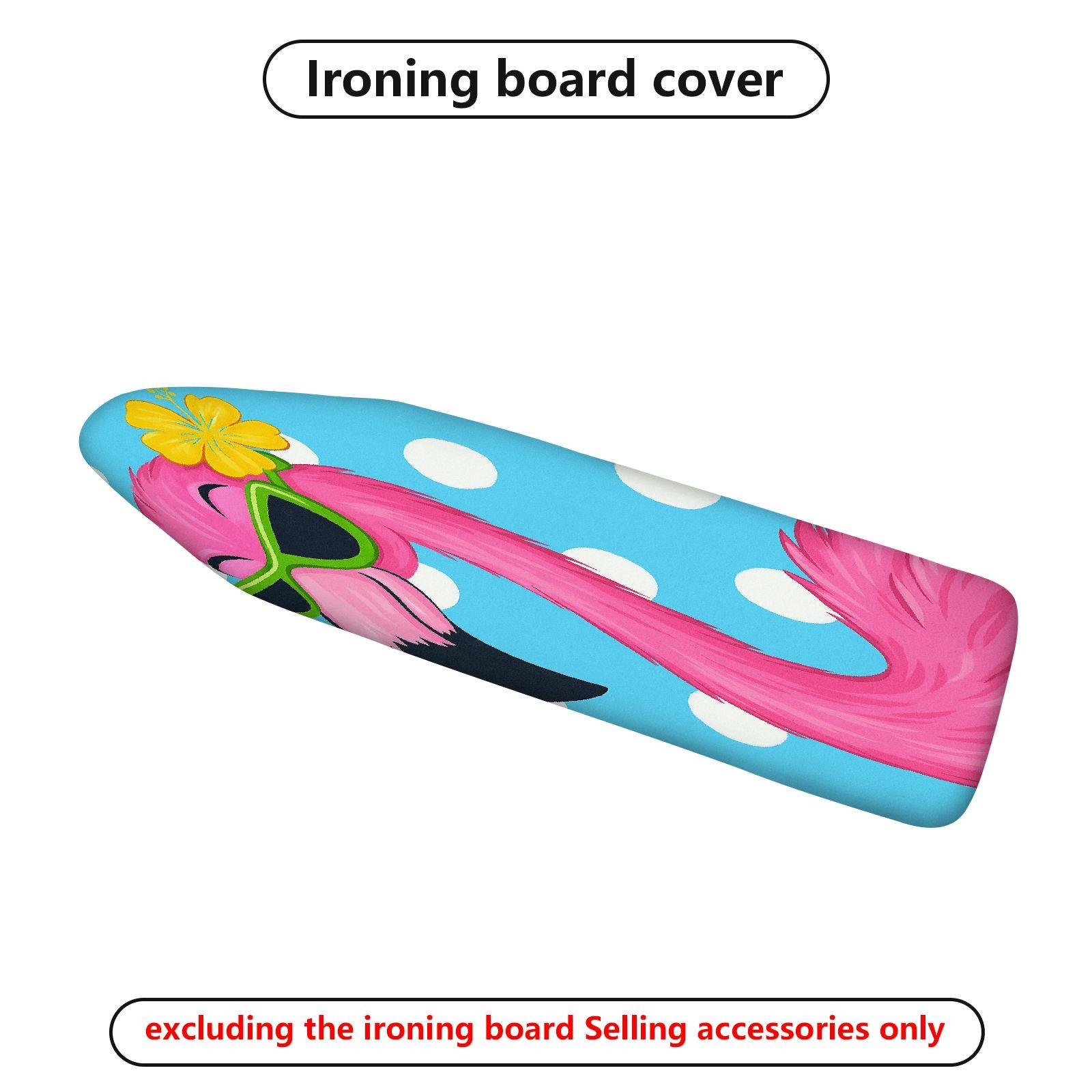 1-Piece Pink Flamingo Dot Flower  Ironing Board Cover, Universal Size, Without Board