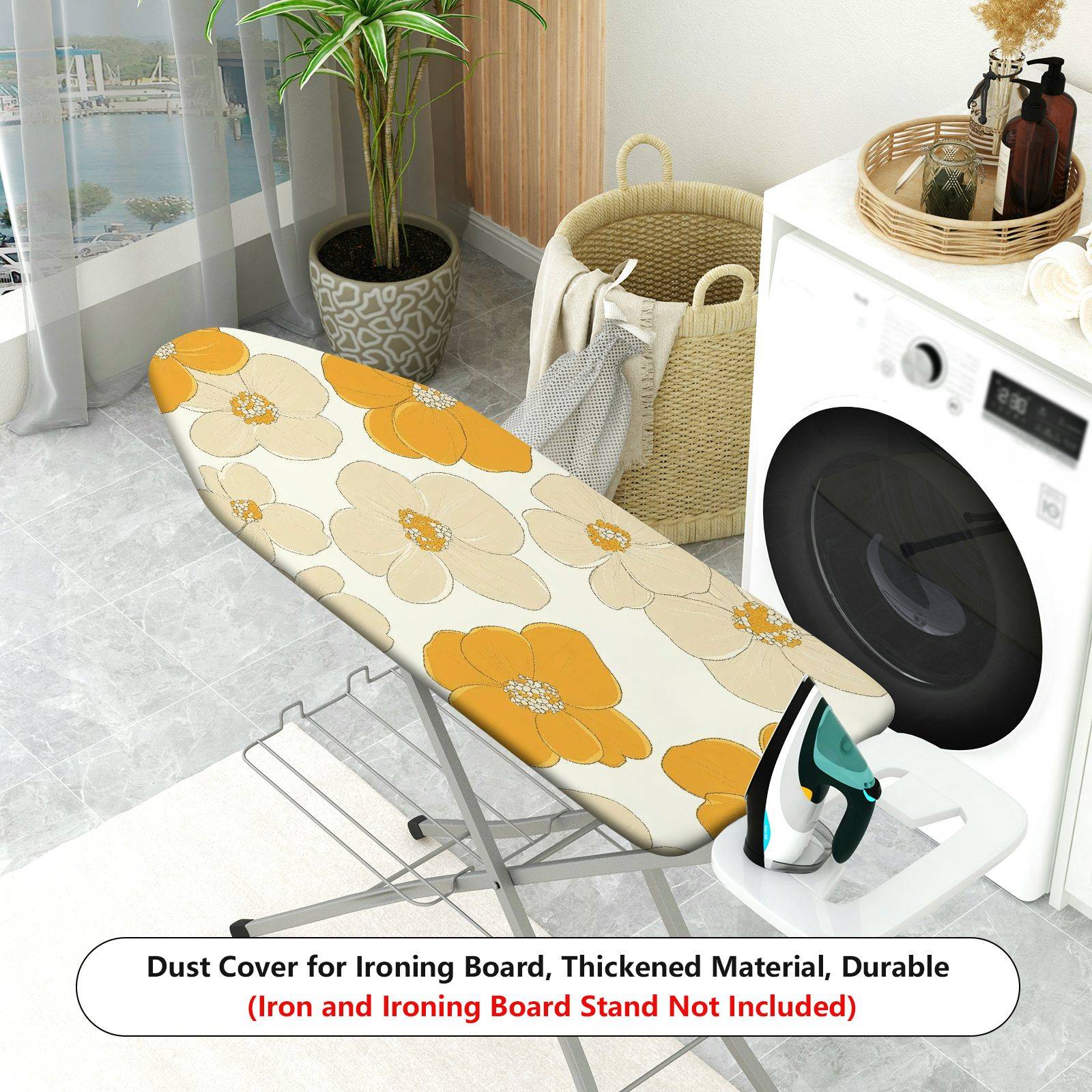 1-Piece Floral Yellow Beige Pattern  Ironing Board Cover, Universal Size, Without Board