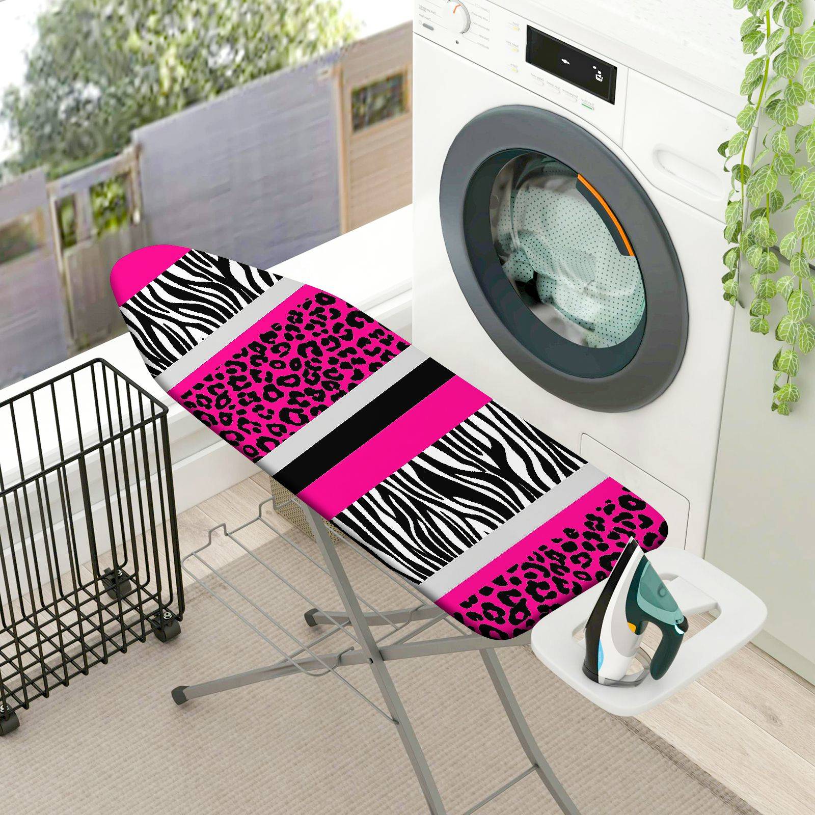 1-Piece Zebra Leopard Pink  Ironing Board Cover, Universal Size, Without Board