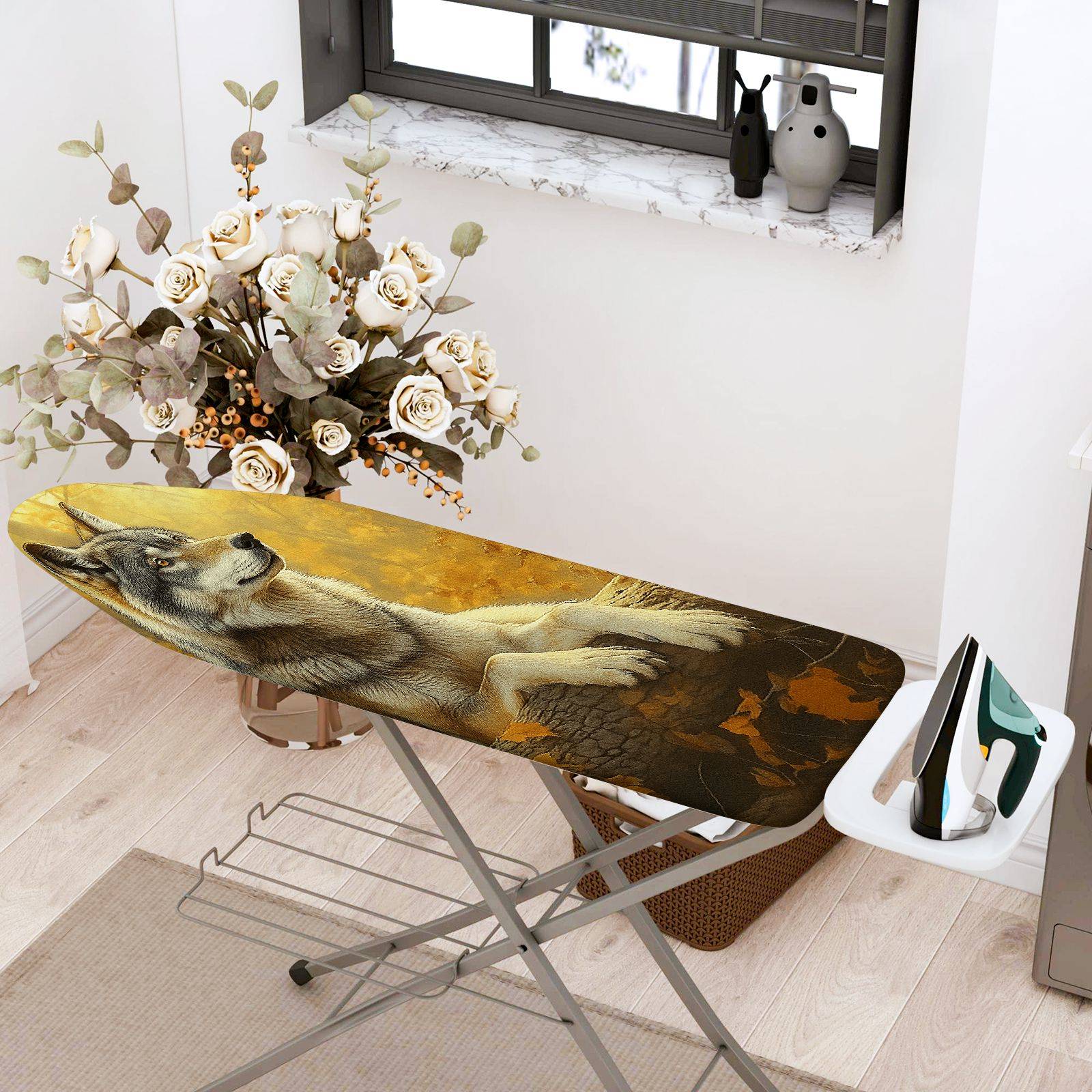 1-Piece Wolf Animal Nature  Ironing Board Cover, Universal Size, Without Board