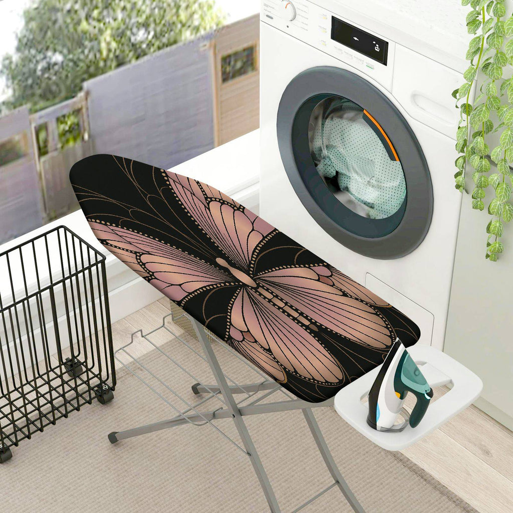 1-Piece Butterfly Black Pink Floral  Ironing Board Cover, Universal Size, Without Board