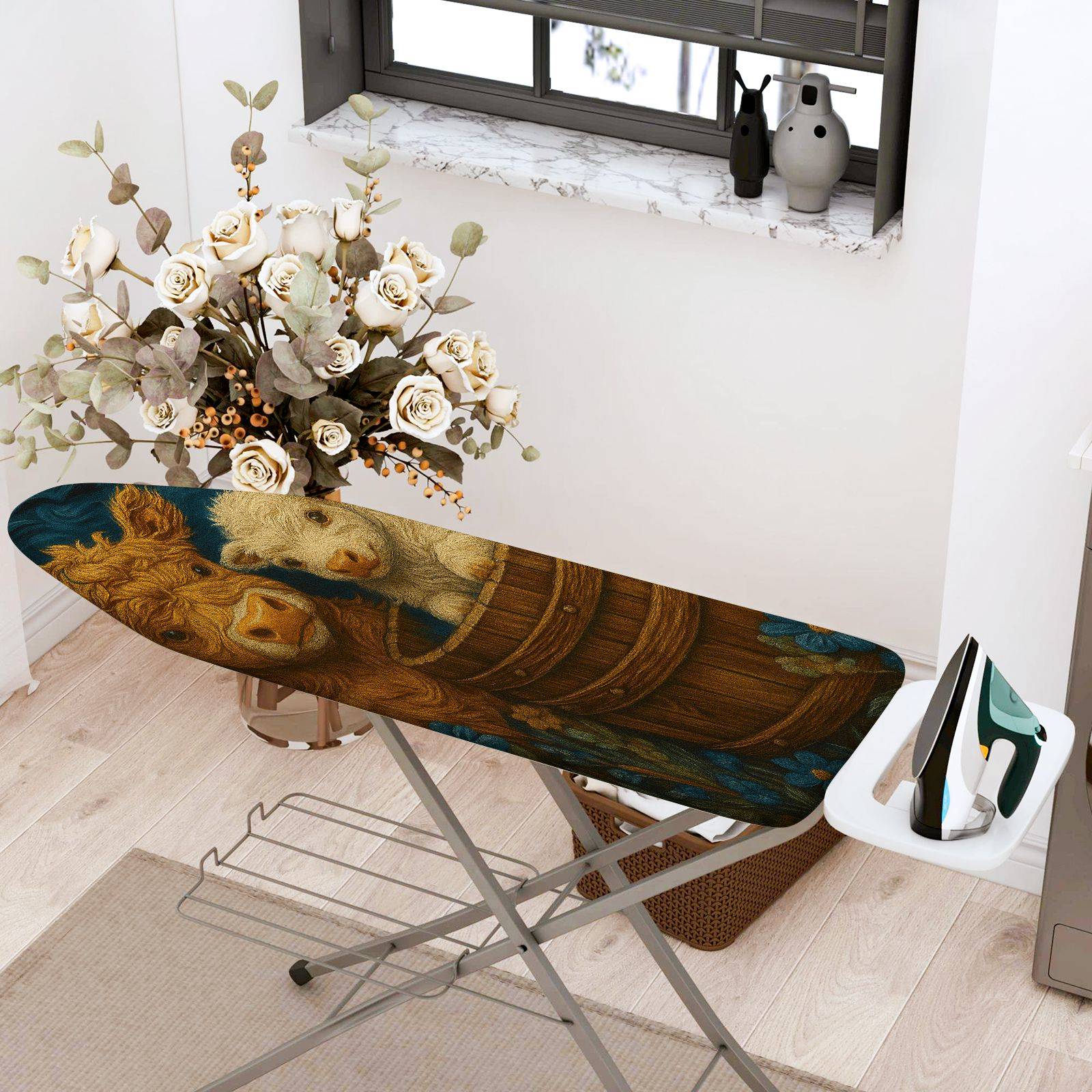 1-Piece Animal Rustic Floral  Ironing Board Cover, Universal Size, Without Board