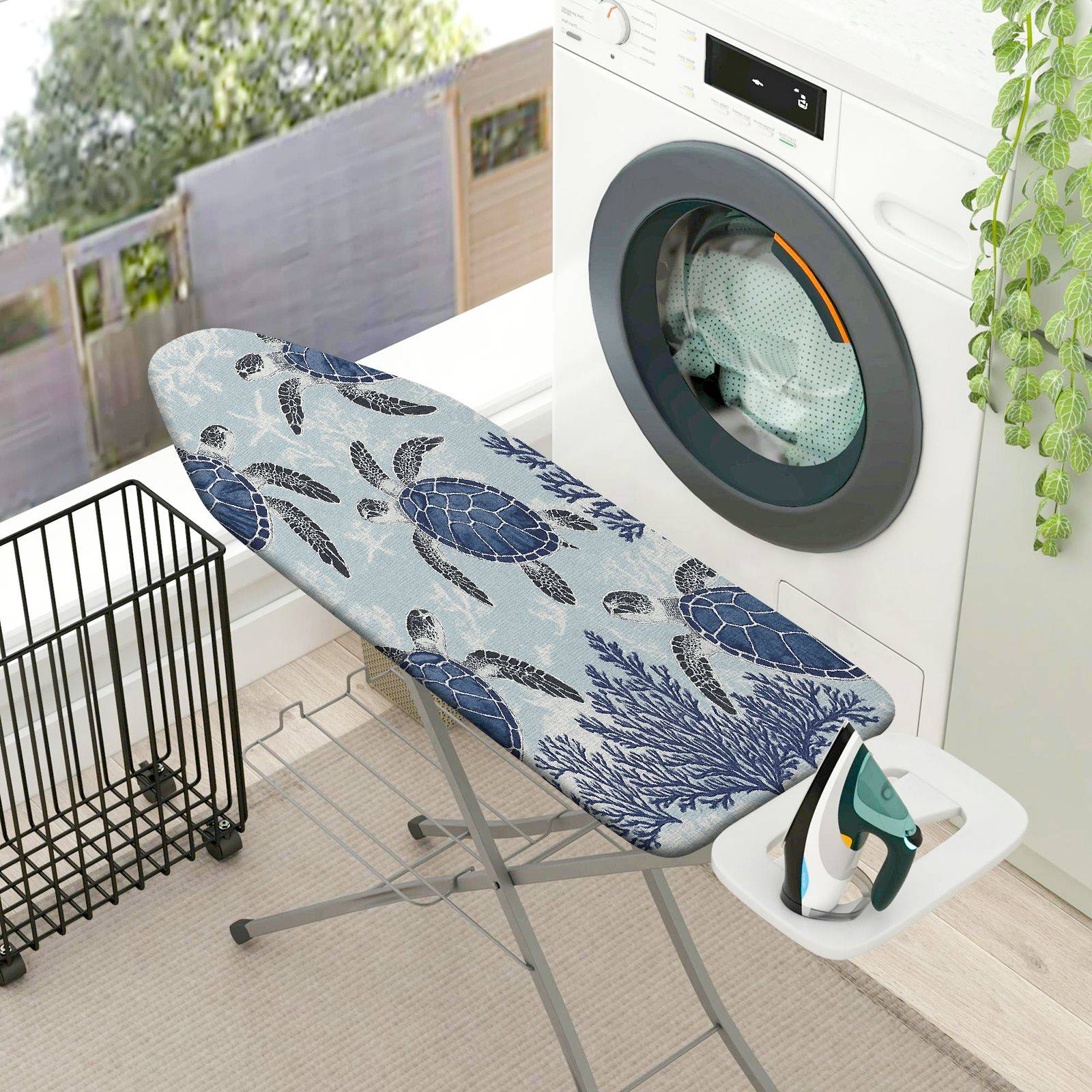 1-Piece Sea Turtle Coral Ocean  Ironing Board Cover, Universal Size, Without Board