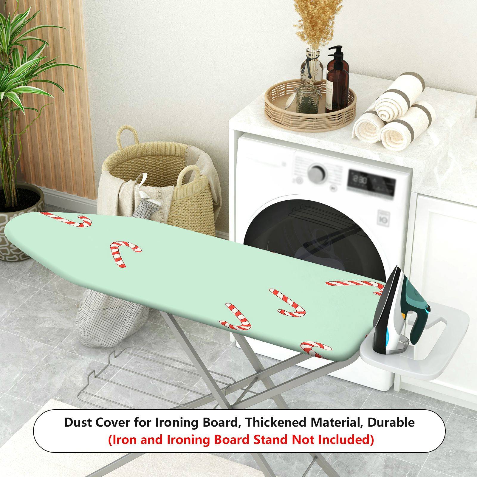 1-Piece Christmas Candy Cane Holiday  Ironing Board Cover, Universal Size, Without Board