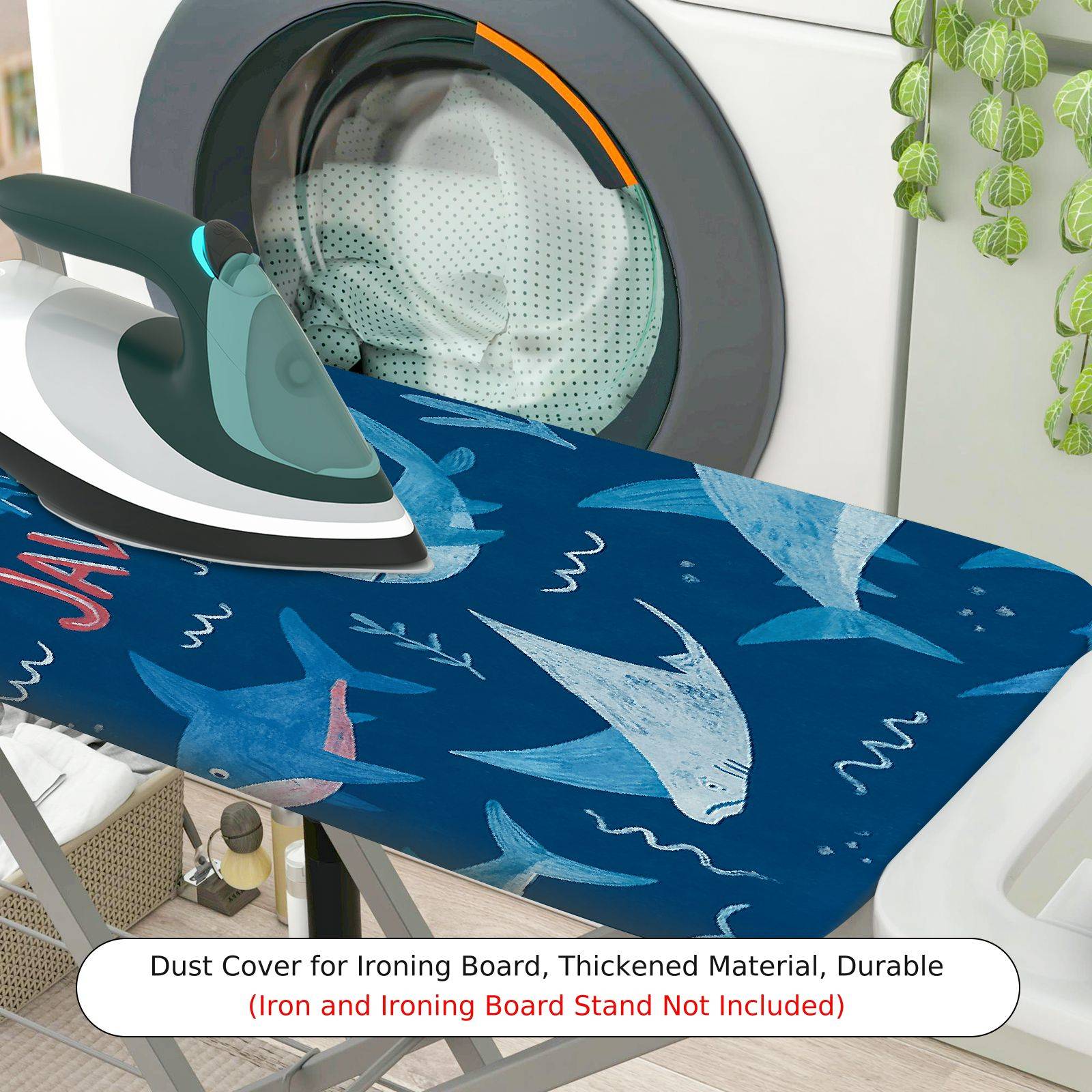 1-Piece Shark Ocean Blue  Ironing Board Cover, Universal Size, Without Board