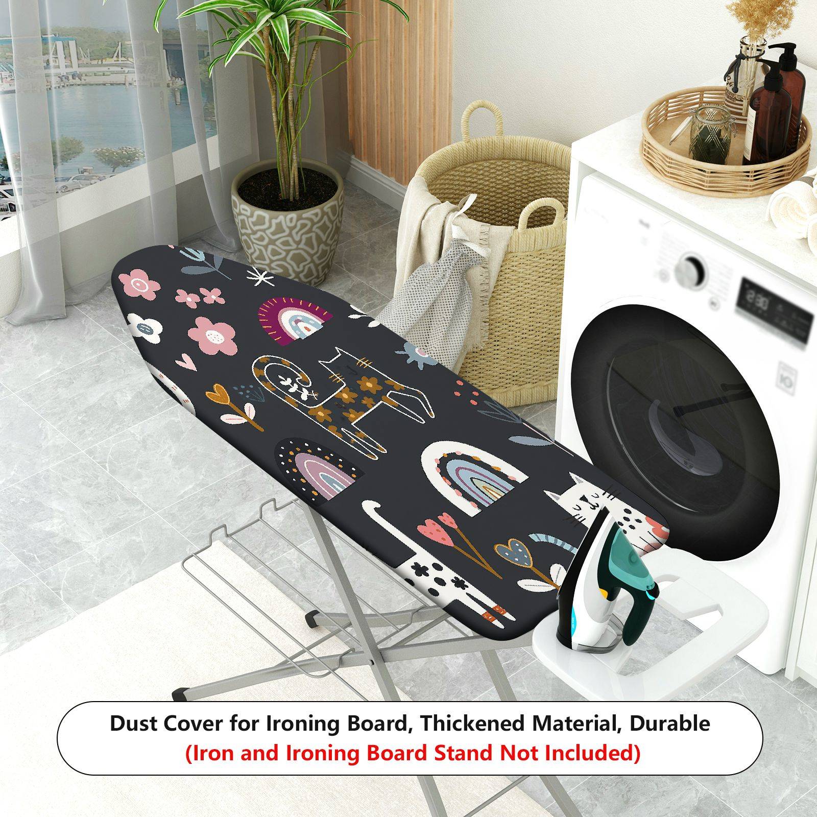 1-Piece Animals Flowers Rainbows  Ironing Board Cover, Universal Size, Without Board