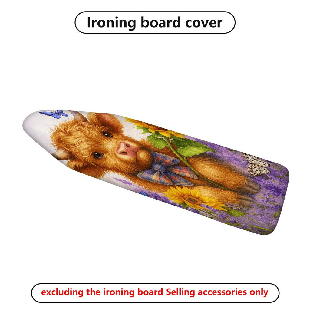 1-Piece Cow Art Floral Animal  Ironing Board Cover, Universal Size, Without Board