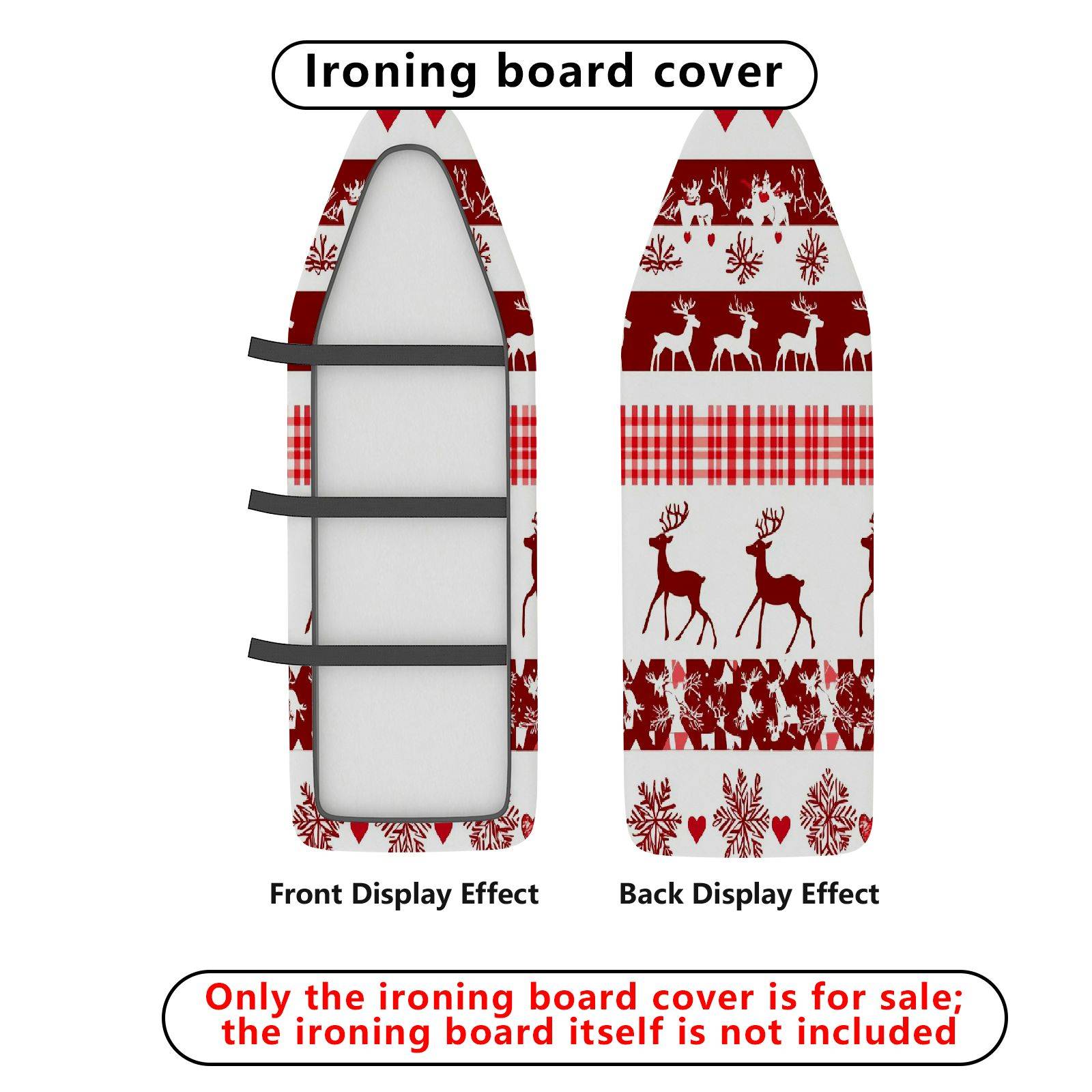 1-Piece Christmas Reindeer Snowflake  Ironing Board Cover, Universal Size, Without Board
