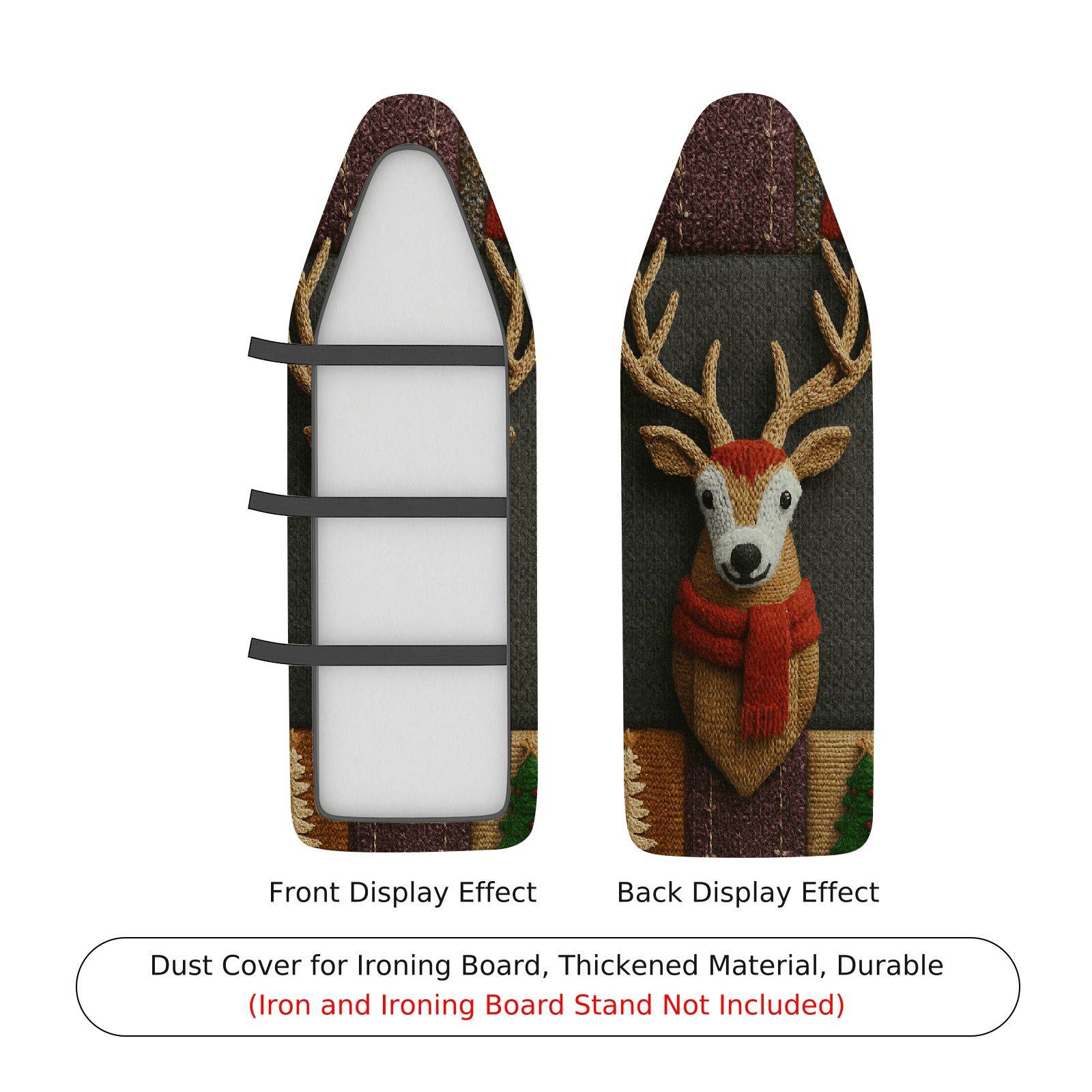 1-Piece Festive Reindeer Christmas  Ironing Board Cover, Universal Size, Without Board