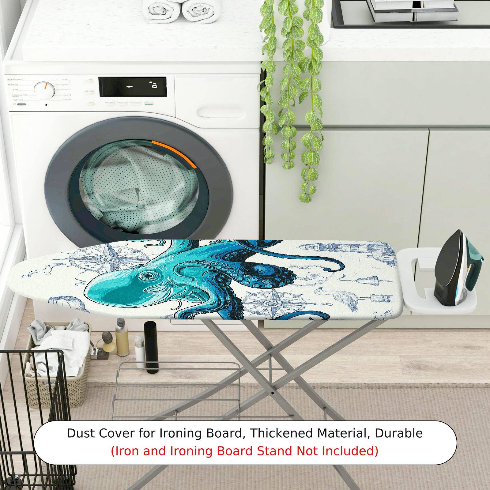 1-Piece Ocean Nautical Octopus  Ironing Board Cover, Universal Size, Without Board