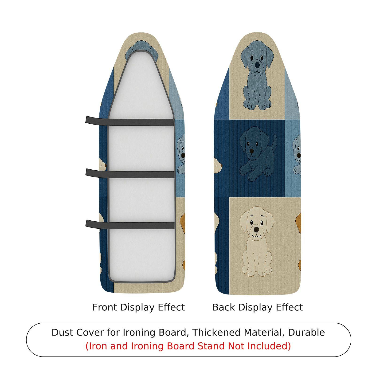 1-Piece Dogs Blue Beige Horizontal  Ironing Board Cover, Universal Size, Without Board