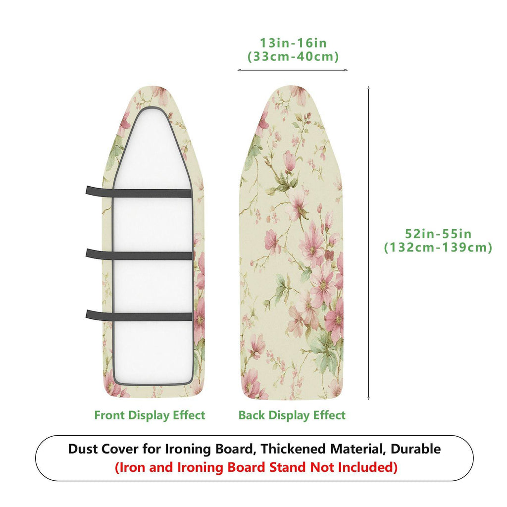 1-Piece Floral Pink Green Elegant  Ironing Board Cover, Universal Size, Without Board