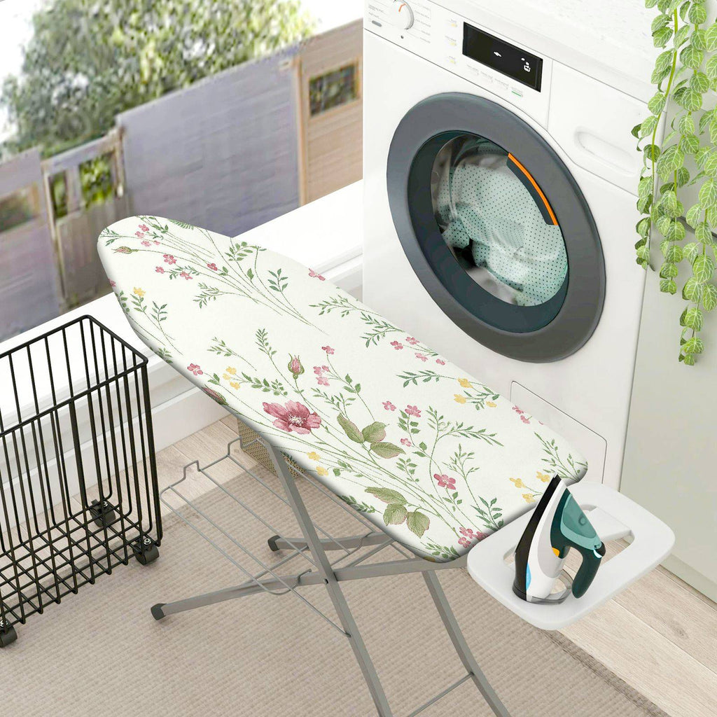 1-Piece Floral Green Pink Flower  Ironing Board Cover, Universal Size, Without Board