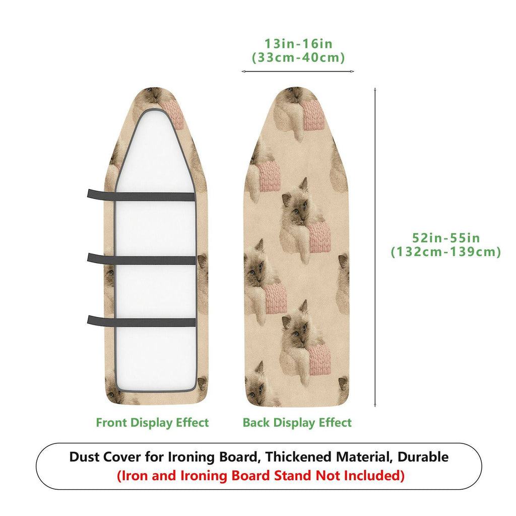 1-Piece Cat Knitting Beige  Ironing Board Cover, Universal Size, Without Board