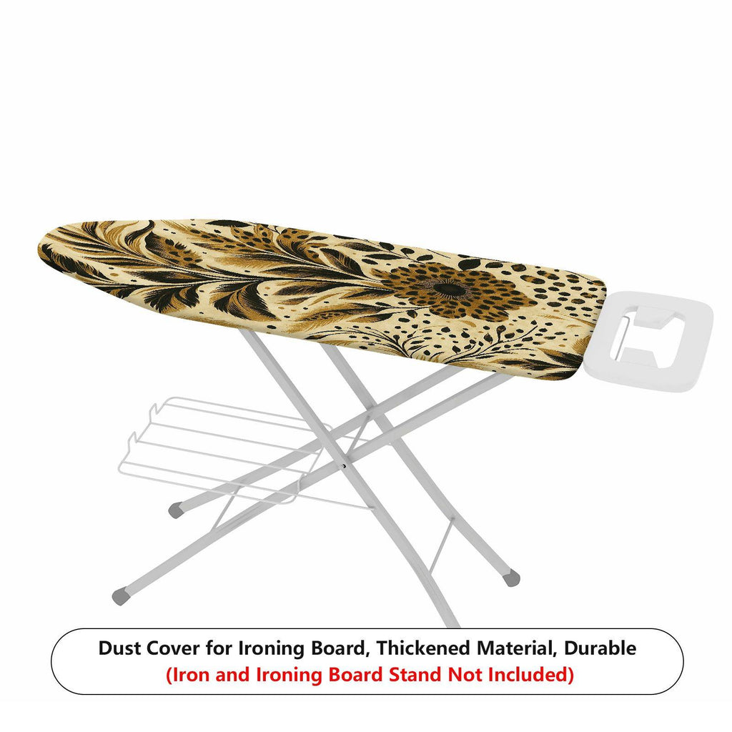 1-Piece Floral Pattern Beige Black Leaves  Ironing Board Cover, Universal Size, Without Board