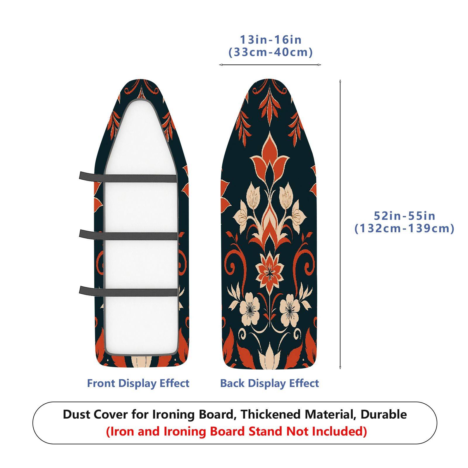 1-Piece Floral Pattern Orange Black Beige  Ironing Board Cover, Universal Size, Without Board