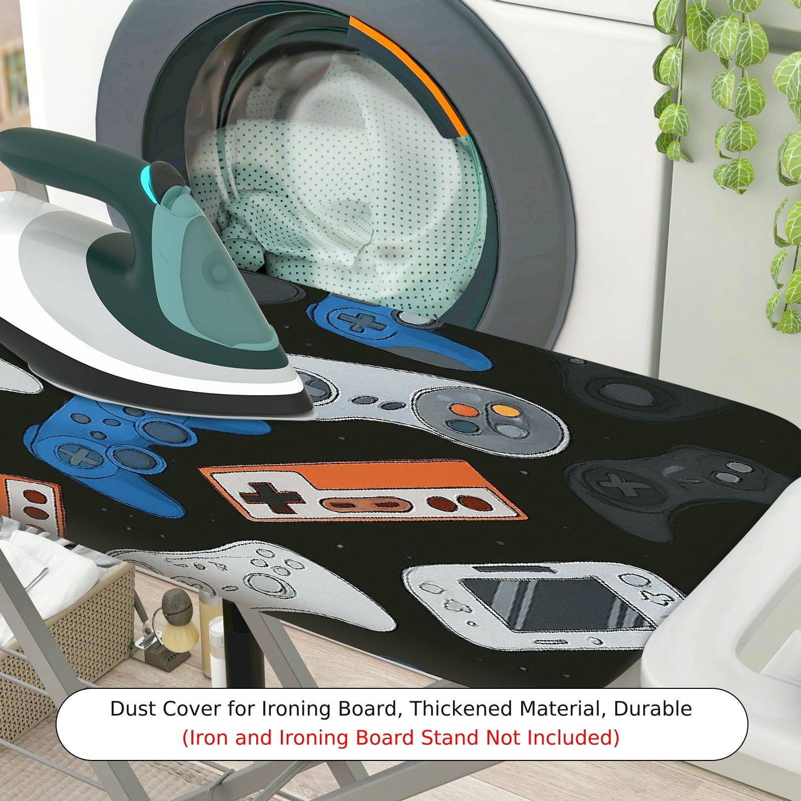 1-Piece Retro Game Controller Black  Ironing Board Cover, Universal Size, Without Board