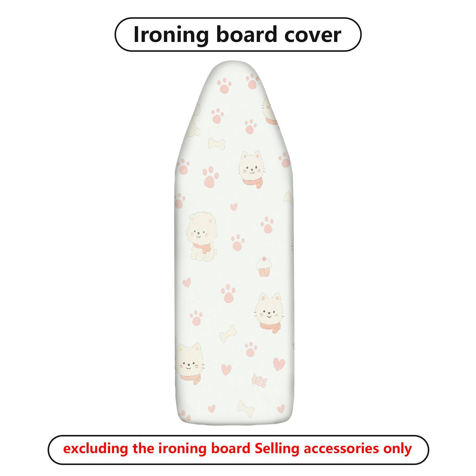 1-Piece Animal Paw Print Cat Dog Heart  Ironing Board Cover, Universal Size, Without Board