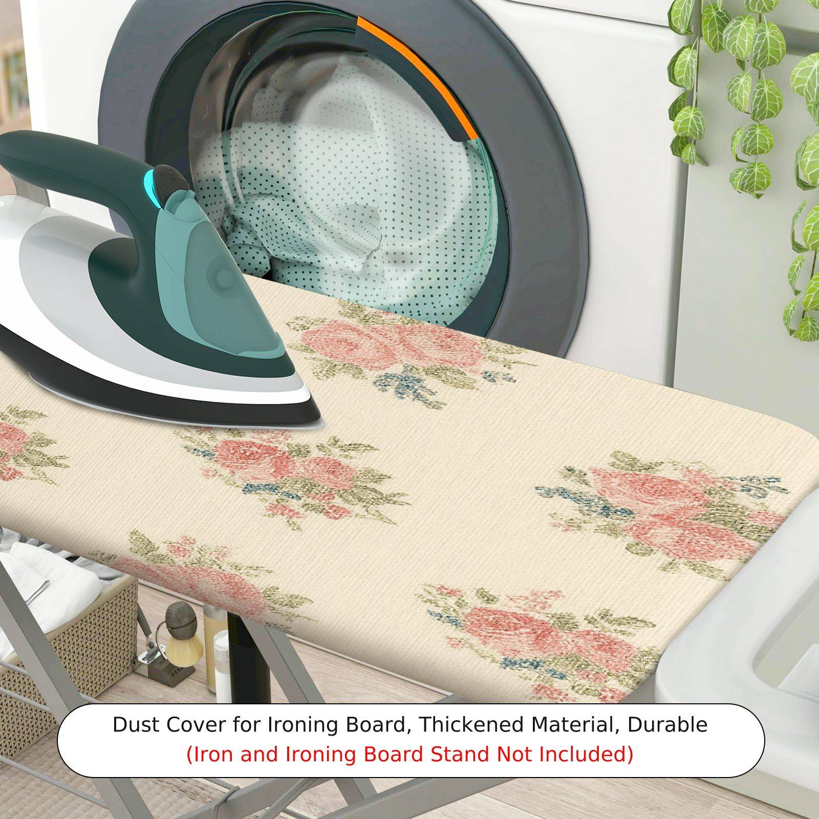 1-Piece Floral Pattern Pink Rose  Ironing Board Cover, Universal Size, Without Board