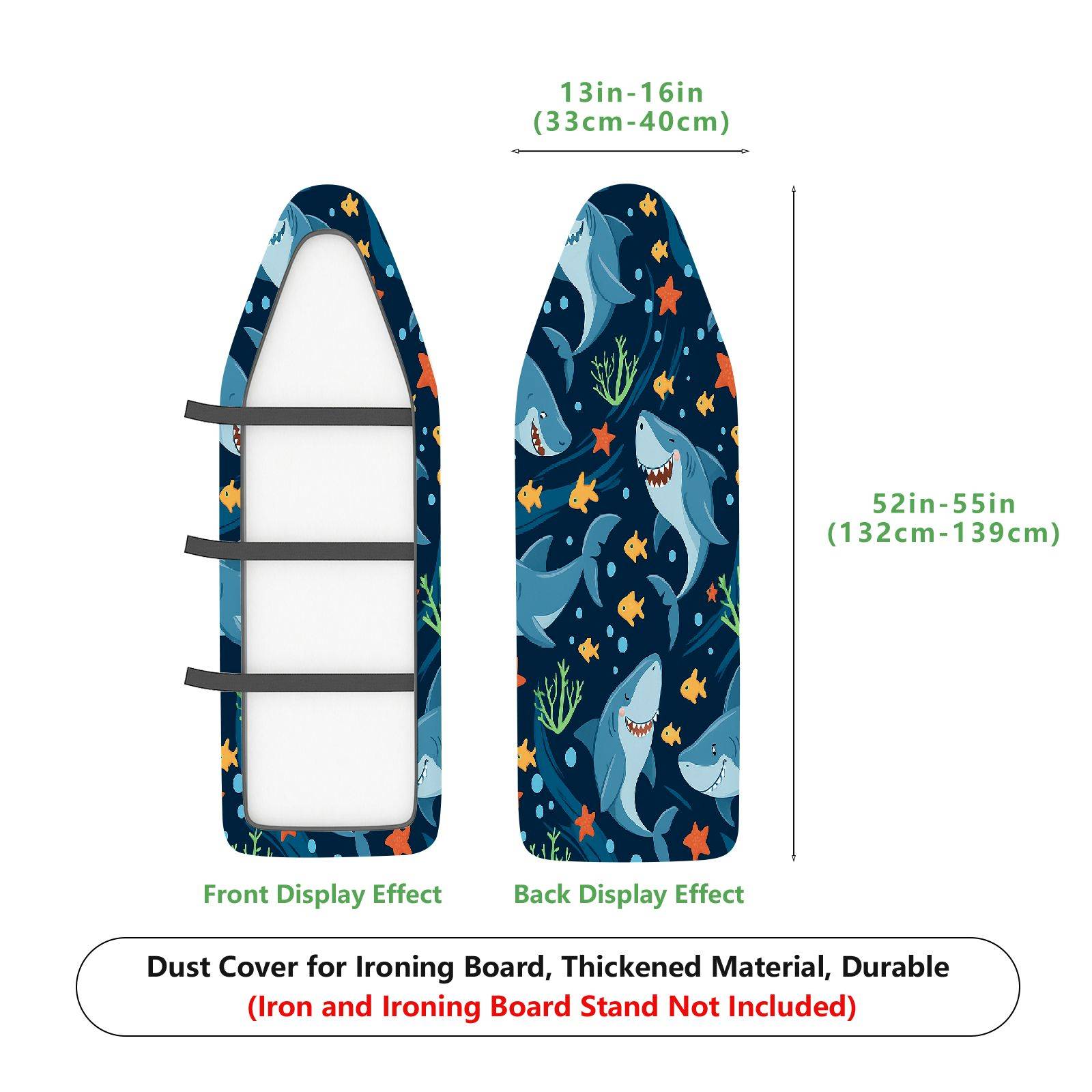 1-Piece Shark Ocean Fish  Ironing Board Cover, Universal Size, Without Board