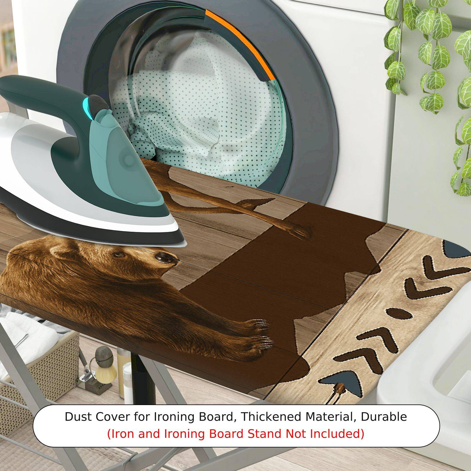 1-Piece Nature Animal Bear Deer  Ironing Board Cover, Universal Size, Without Board