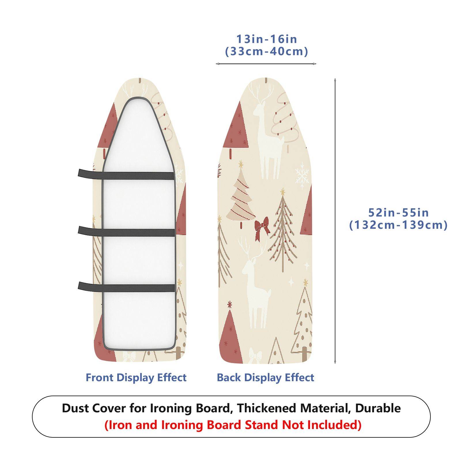1-Piece Christmas Reindeer Tree  Ironing Board Cover, Universal Size, Without Board