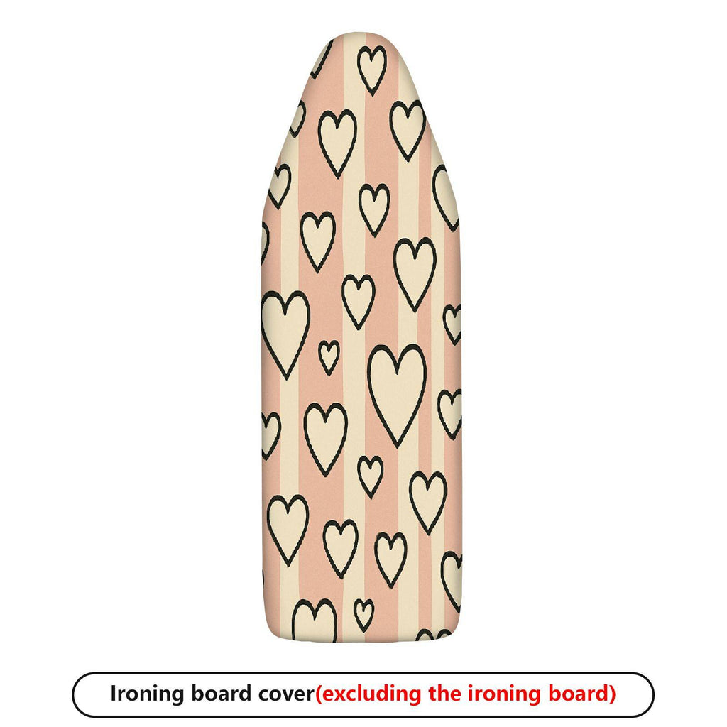 1-Piece Heart Pattern Pink Beige Striped  Ironing Board Cover, Universal Size, Without Board