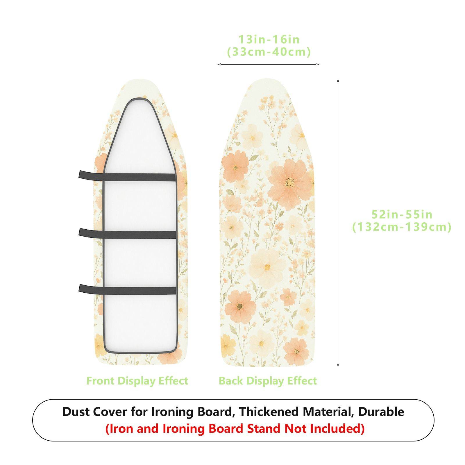 1-Piece Pastoral Floral Beige  Ironing Board Cover, Universal Size, Without Board
