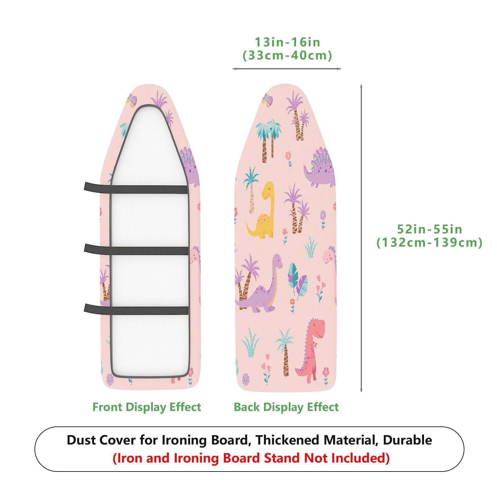 1-Piece Dinosaur Animal Pastel  Ironing Board Cover, Universal Size, Without Board