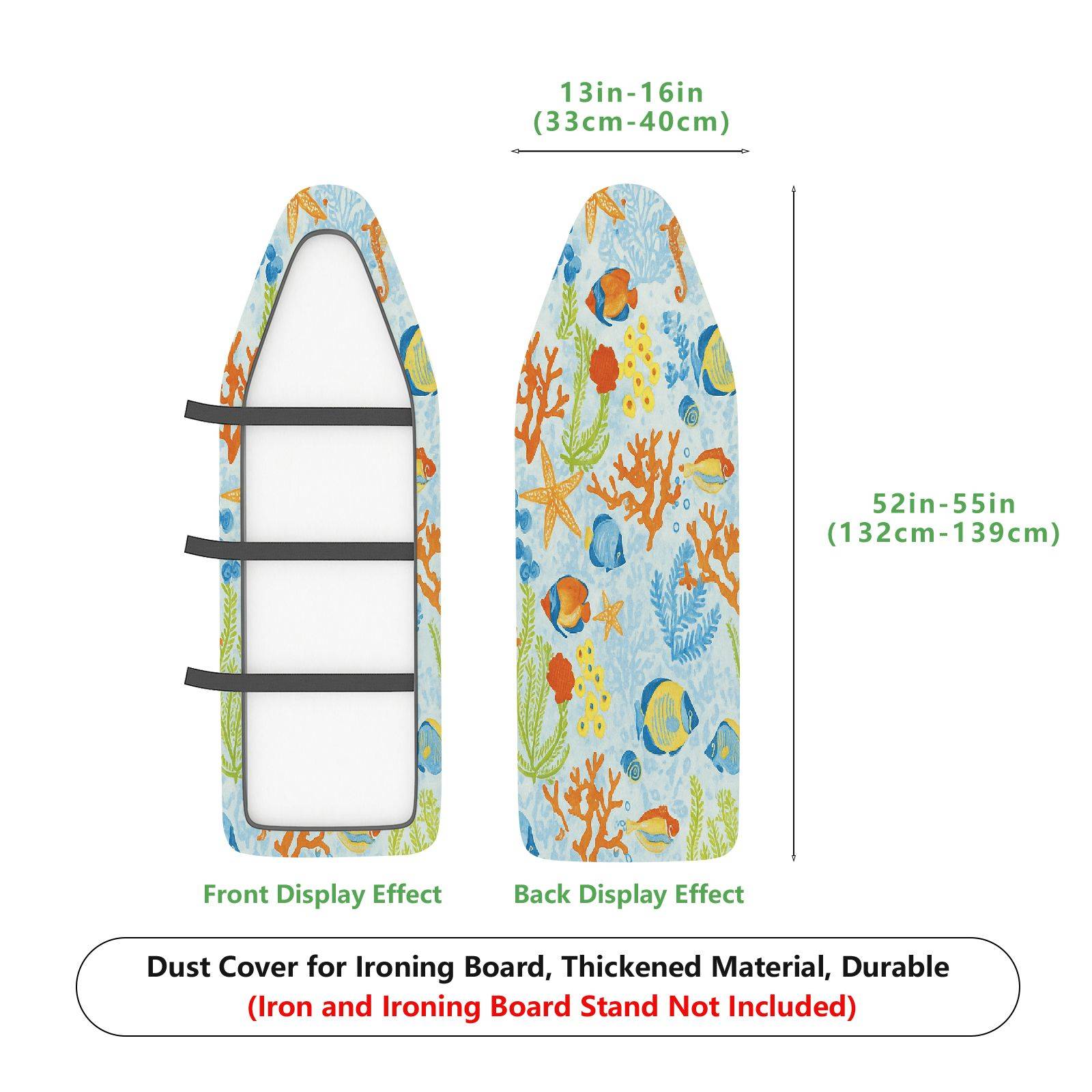 1-Piece Ocean Coral Fish  Ironing Board Cover, Universal Size, Without Board