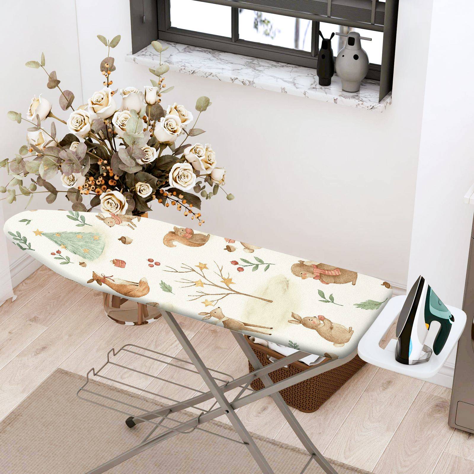 1-Piece Christmas Animals Forest  Ironing Board Cover, Universal Size, Without Board