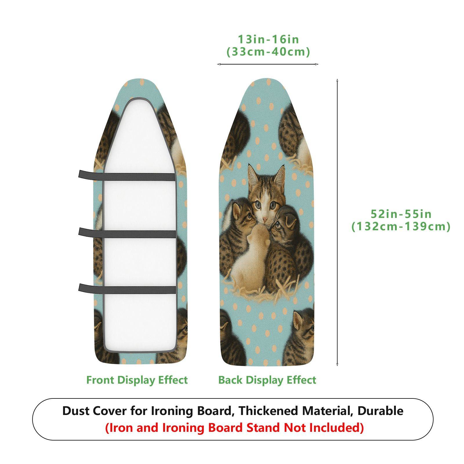 1-Piece Cat Animal Pattern Blue  Ironing Board Cover, Universal Size, Without Board