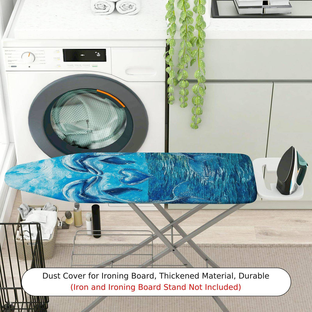 1-Piece Ocean Wave Art Pattern Blue  Ironing Board Cover, Universal Size, Without Board