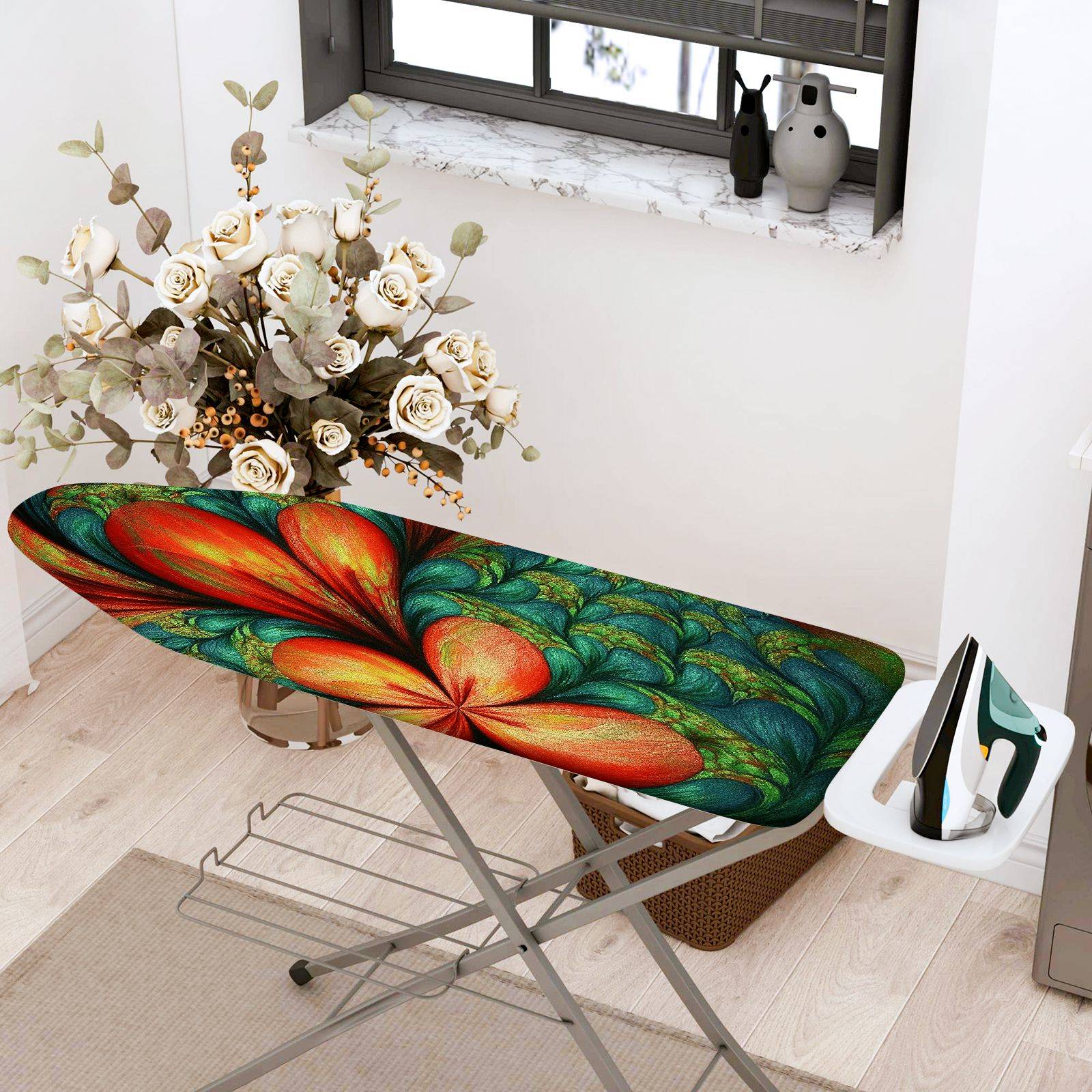 1-Piece Colorful Floral Pattern Abstract  Ironing Board Cover, Universal Size, Without Board