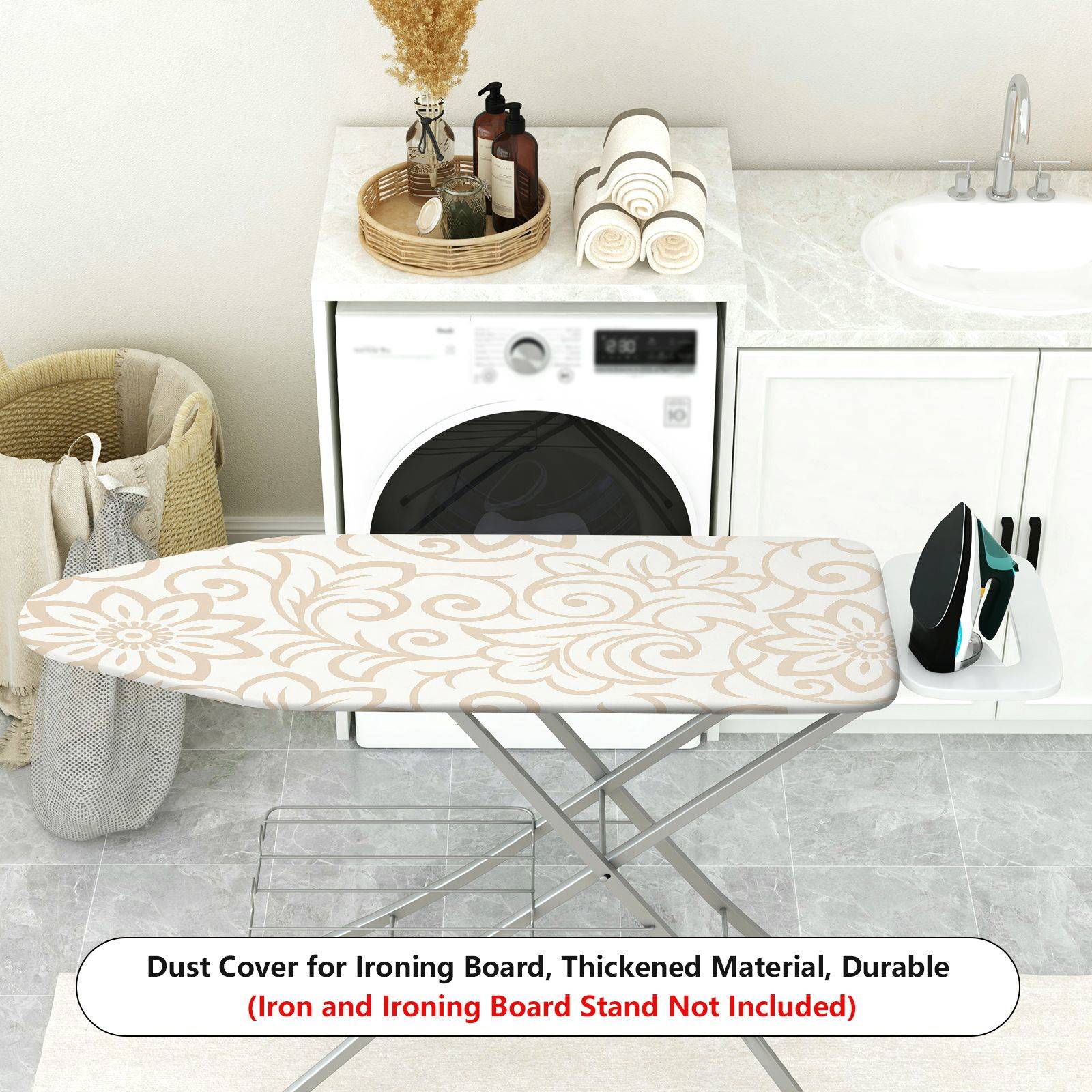 1-Piece Floral Pattern Beige Decoration  Ironing Board Cover, Universal Size, Without Board