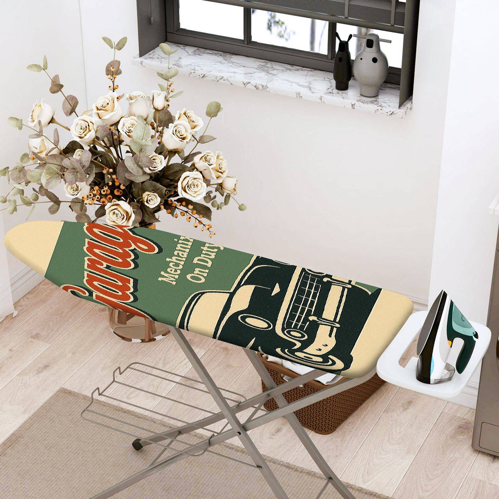 1-Piece Retro Car Garage Mechanic  Ironing Board Cover, Universal Size, Without Board