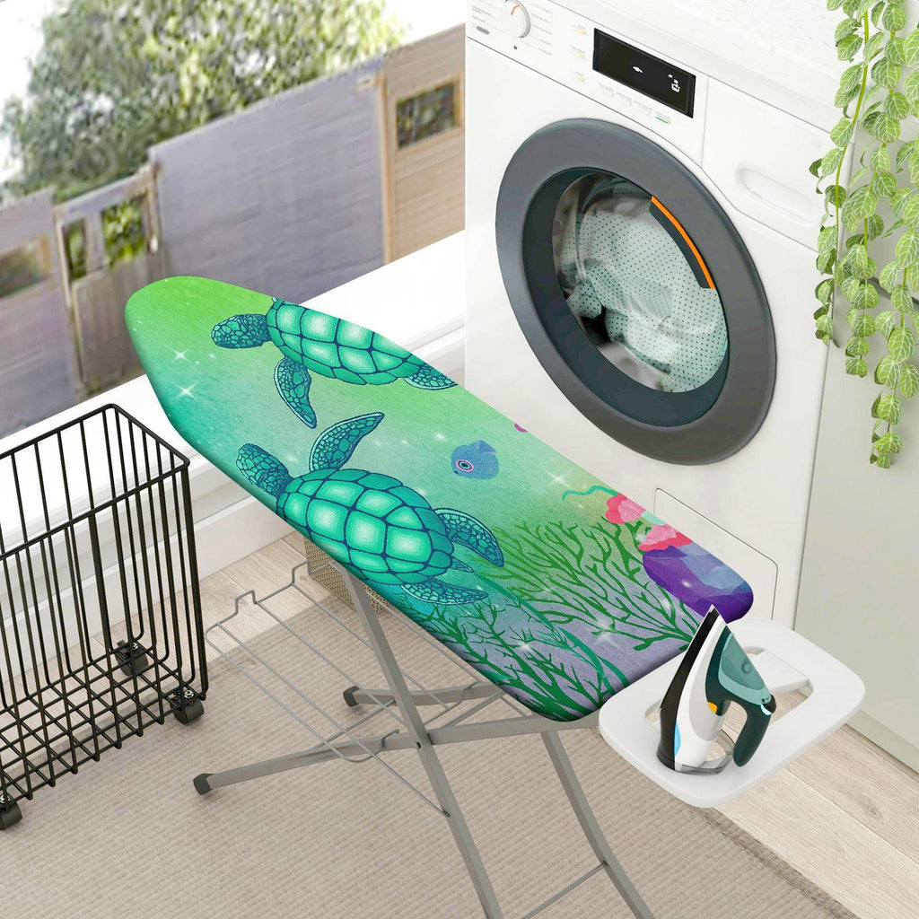 1-Piece Sea Turtle Ocean Green  Ironing Board Cover, Universal Size, Without Board