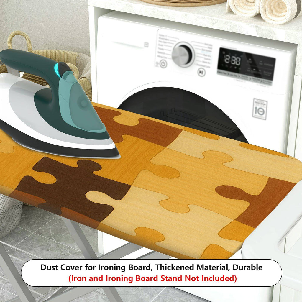 1-Piece Puzzle Patchwork Beige Brown  Ironing Board Cover, Universal Size, Without Board