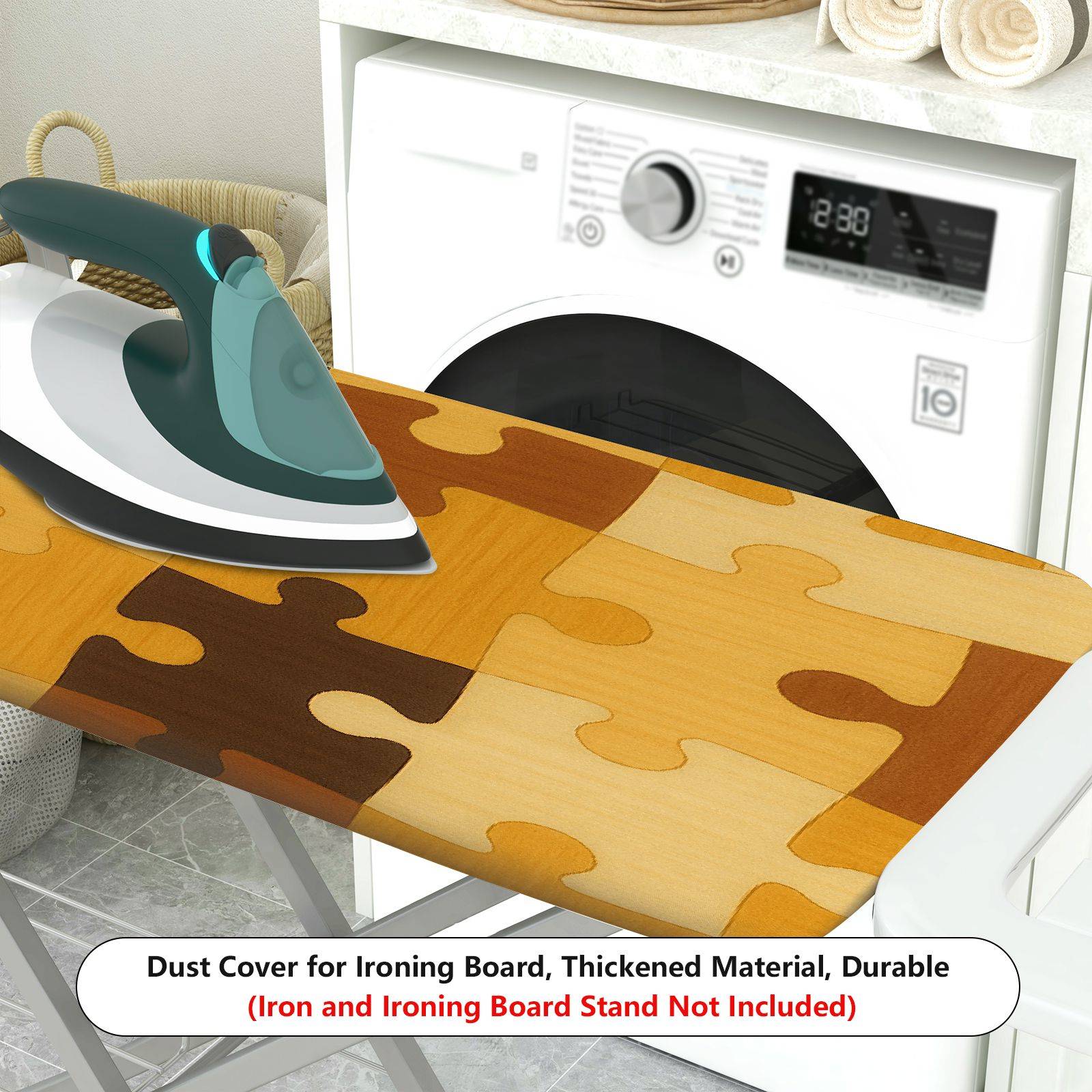 1-Piece Puzzle Patchwork Beige Brown  Ironing Board Cover, Universal Size, Without Board