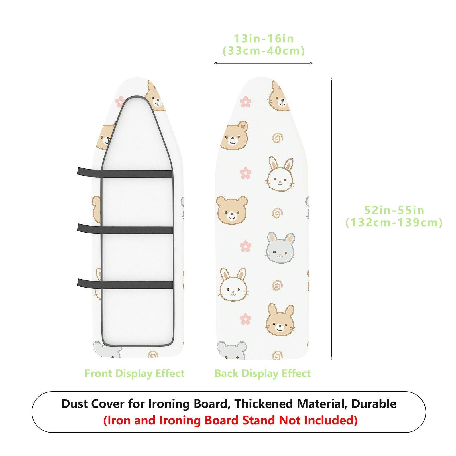 1-Piece Animal Printed  Bear Rabbit Patterns  Ironing Board Cover, Universal Size, Without Board