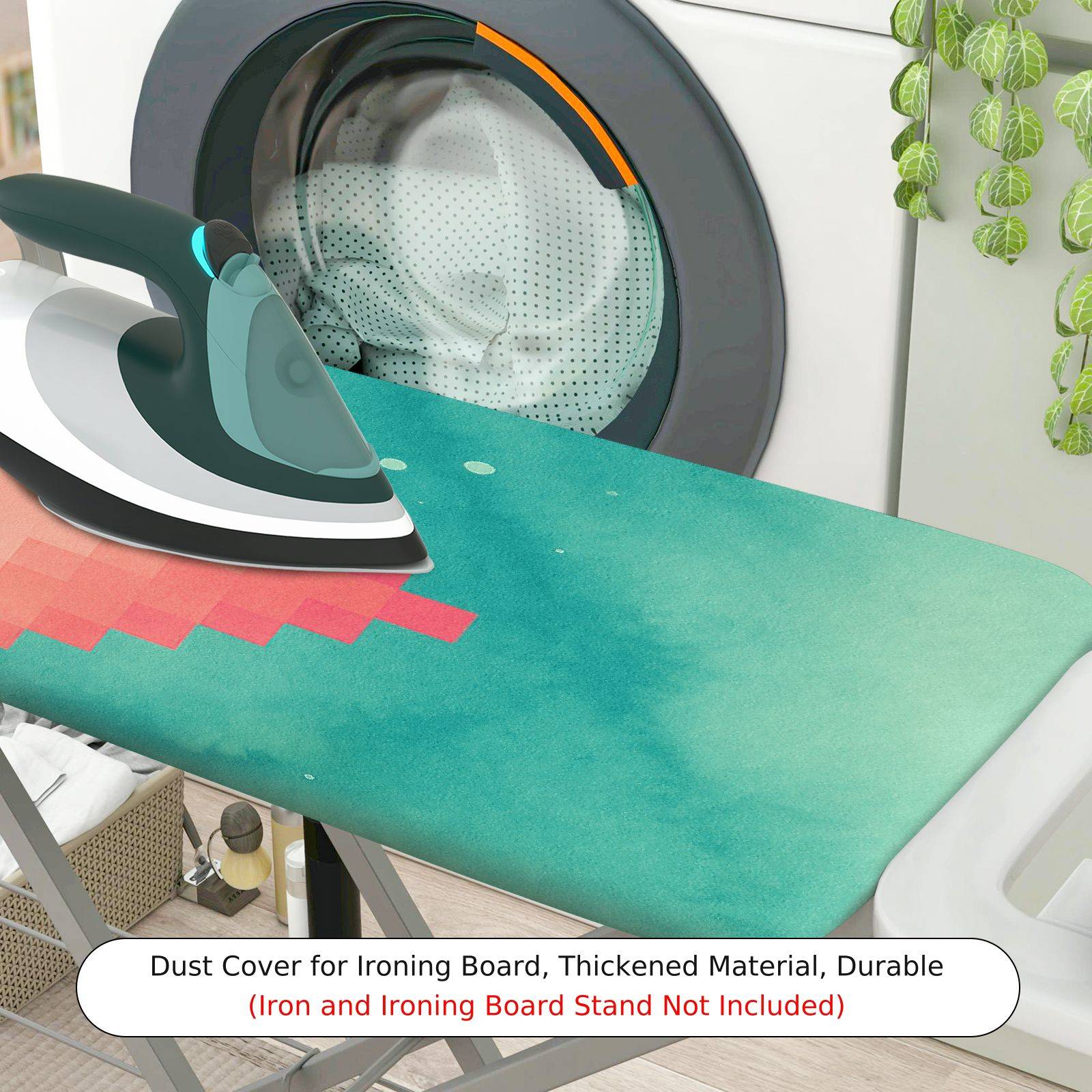 1-Piece Pixel Art Pink Green  Ironing Board Cover, Universal Size, Without Board