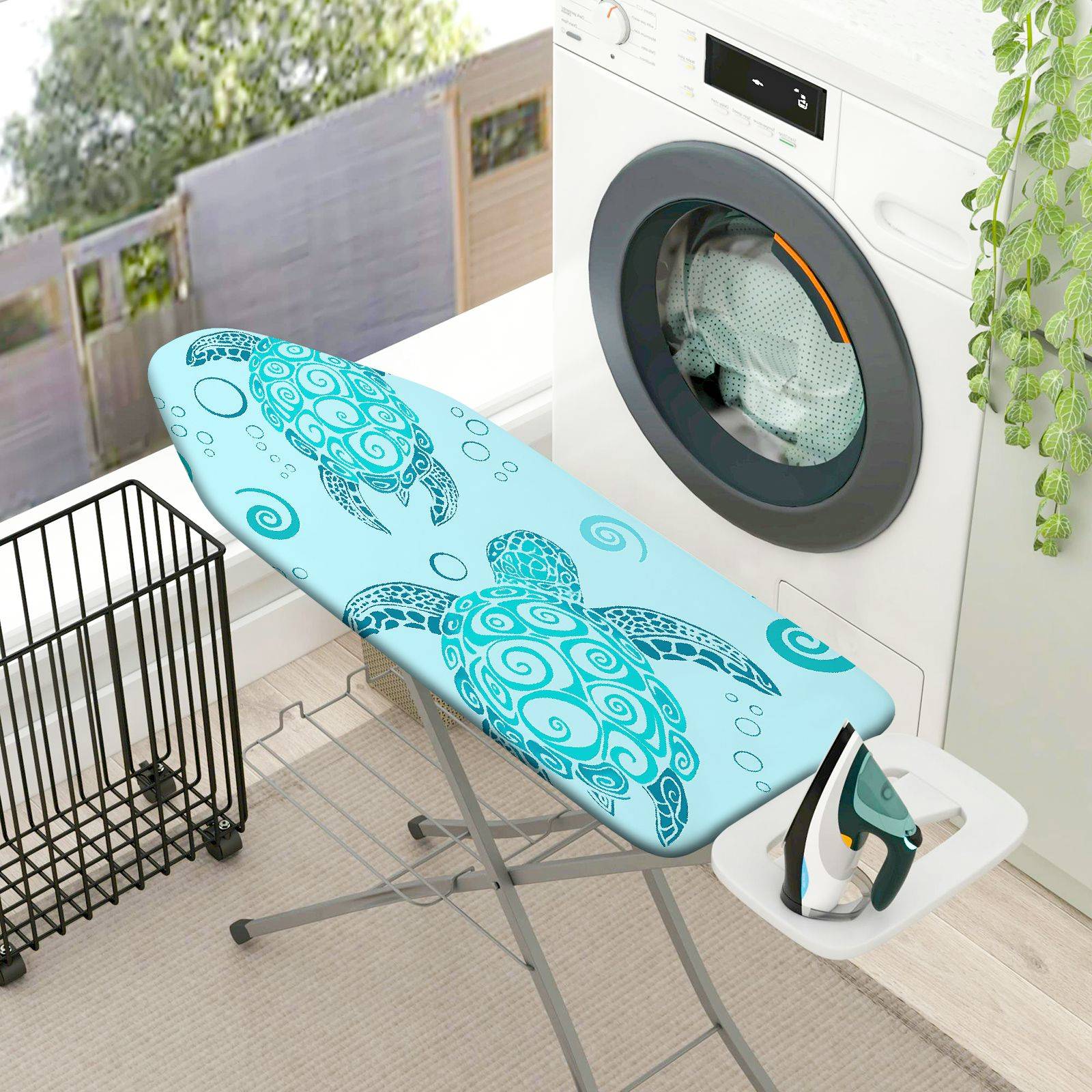 1-Piece Turtle Ocean Swirl  Ironing Board Cover, Universal Size, Without Board