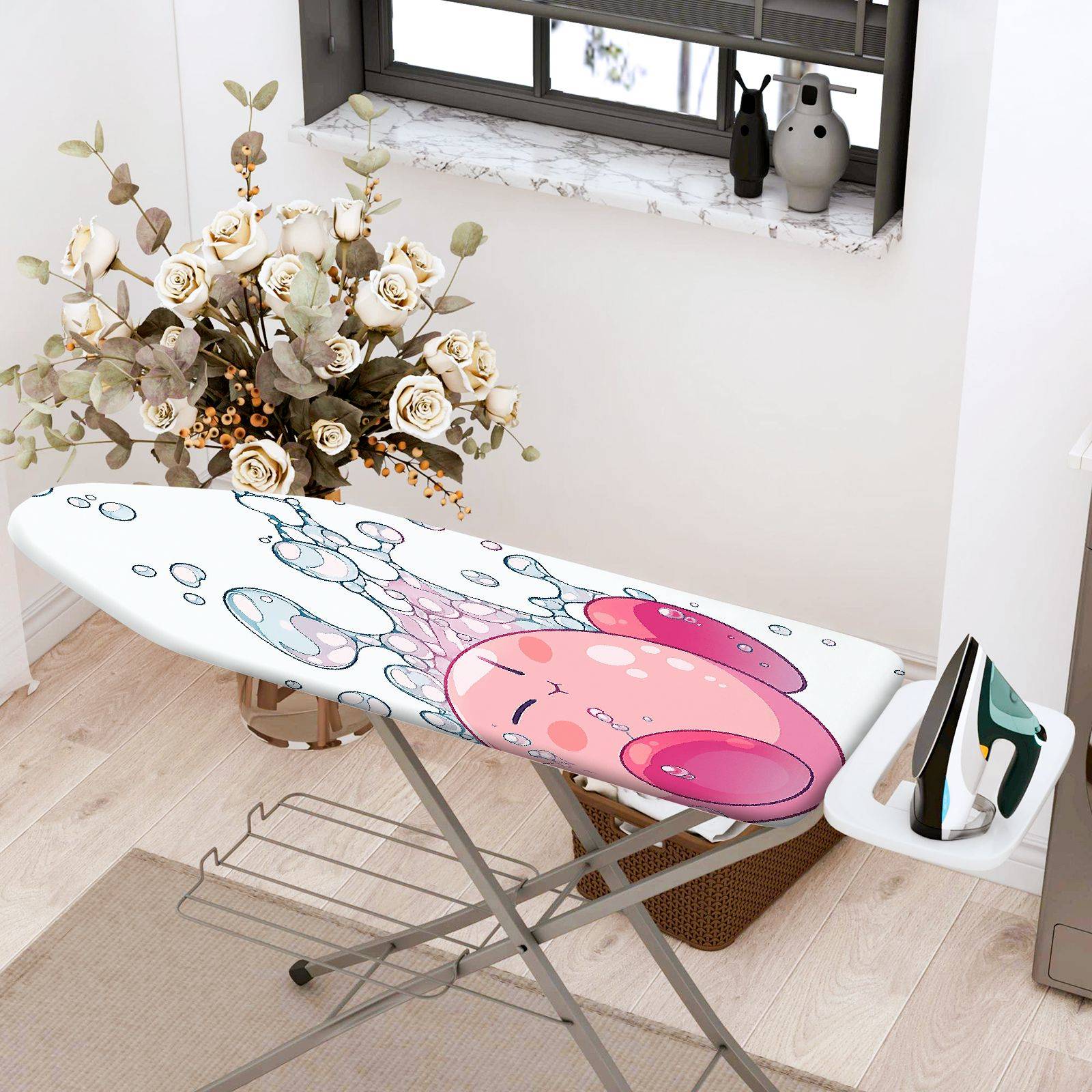 1-Piece Bubbles Cute Pink  Ironing Board Cover, Universal Size, Without Board
