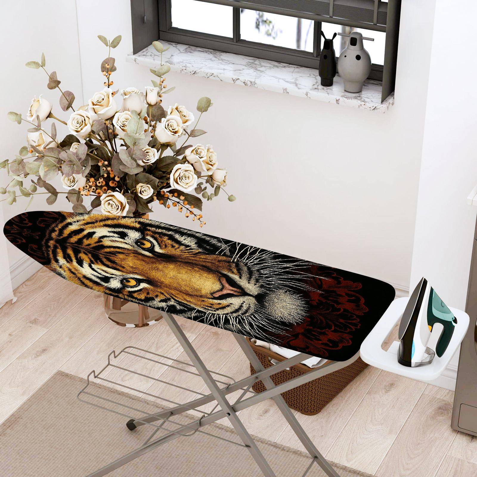 1-Piece Tiger Animal Wildlife  Ironing Board Cover, Universal Size, Without Board